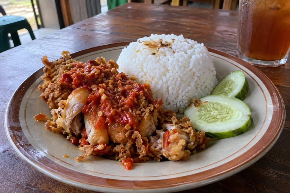 Nasi ayam geprek